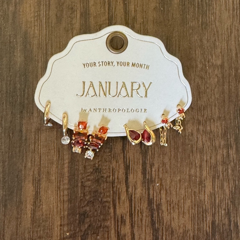 Anthropologie Garnet and Gold Earring Set - Picture 13 of 14